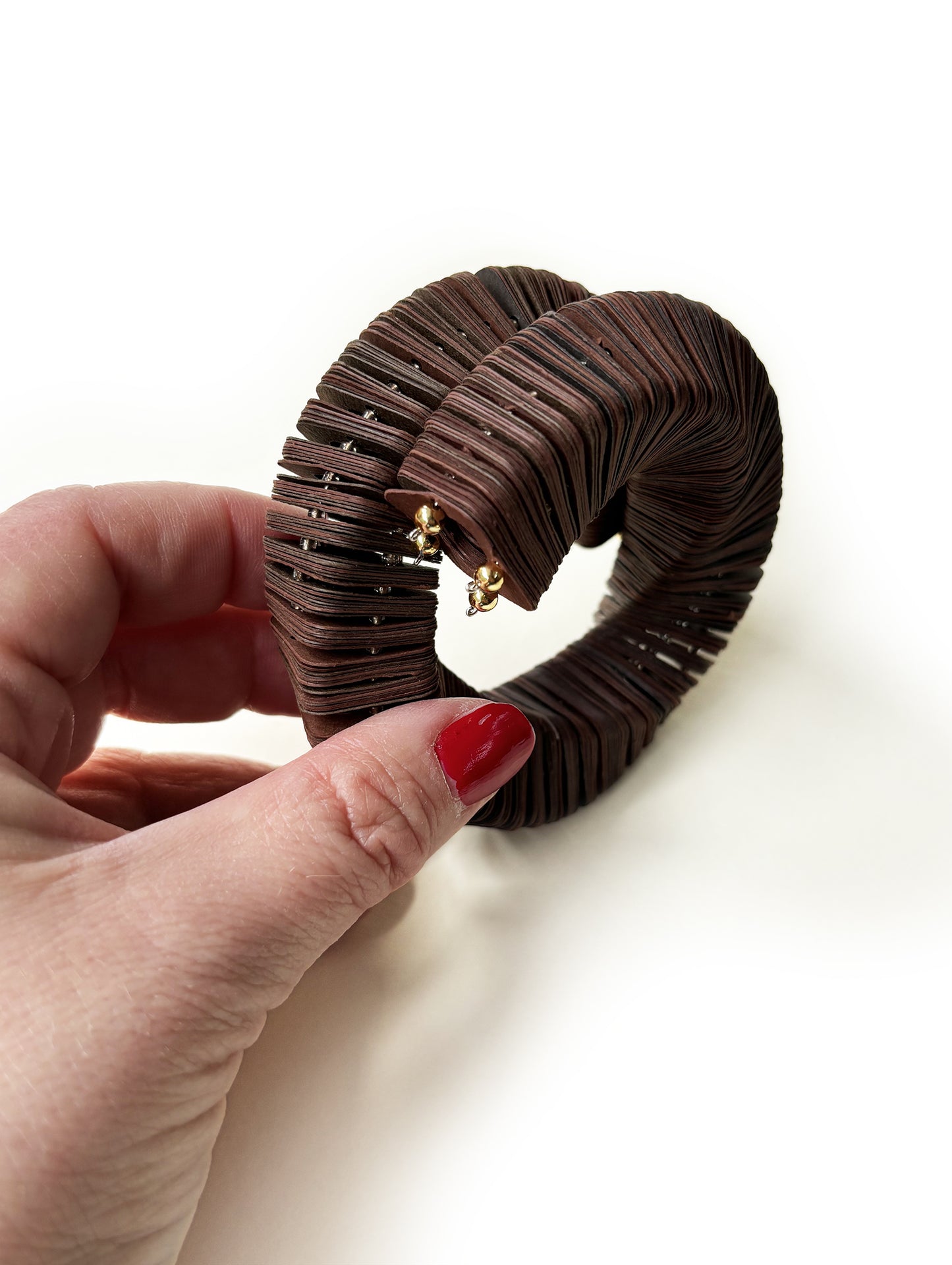 Dune, bracciale di carta marrone design a spirale - Verde Alfieri